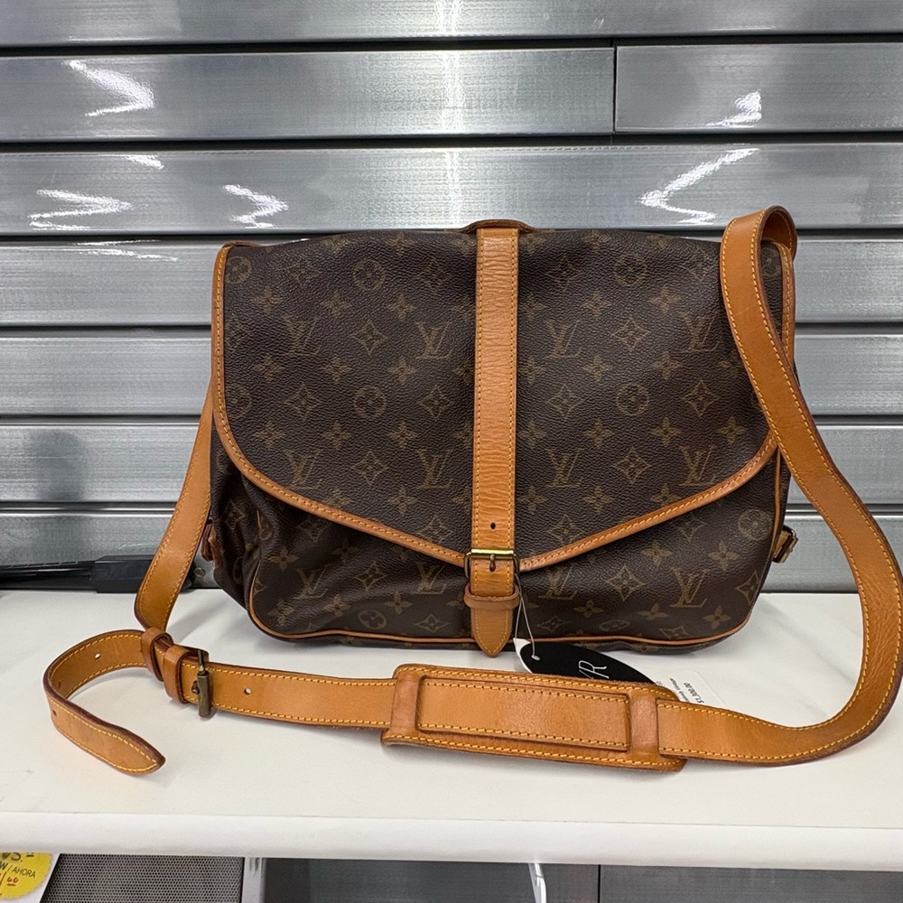 Louis Vuitton Brown Tan Messenger Bag with Adjustable Strap